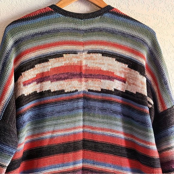 Peruvian Connection Pima Cotton Southwestern Striped Kimono Cardigan XS/S Boho - Picture 4 of 7